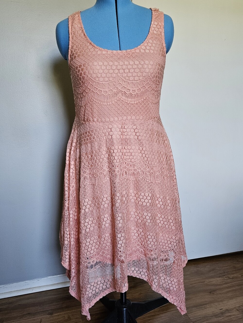 TORRID Pink Allover Lace Hanky Dress Size 1